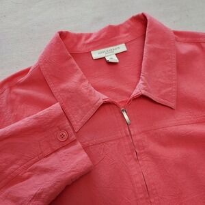 Appleseeds Petites Bubble Gum Pink Textured Zip Collared Boxy Jacket Coastal PXL